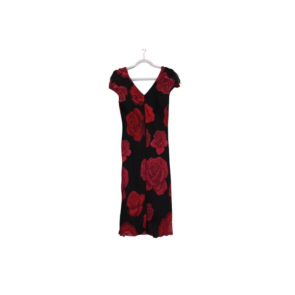 Vintage Y2K Babydoll Midi Dress Size 10 Floral Chiffon Dark Romantic Goth Grunge - Picture 8 of 12